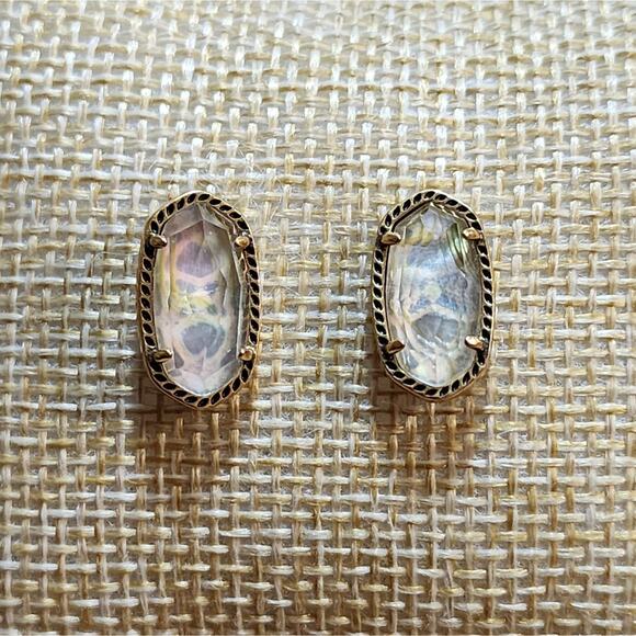 Kendra scott Ellie Gold Stud Earrings in Iridescent Abalone? - Picture 1 of 4